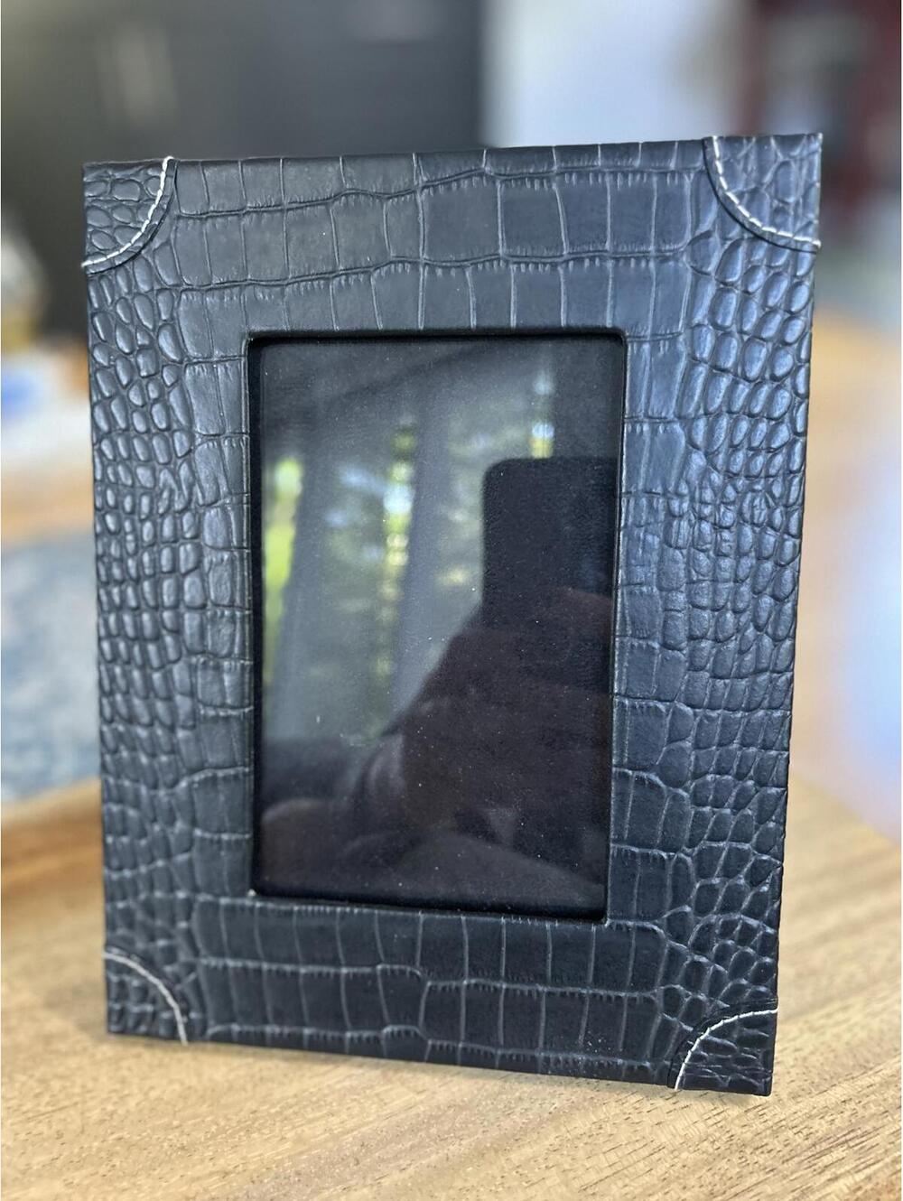 Black Faux Crocodile Leather Picture Frame
